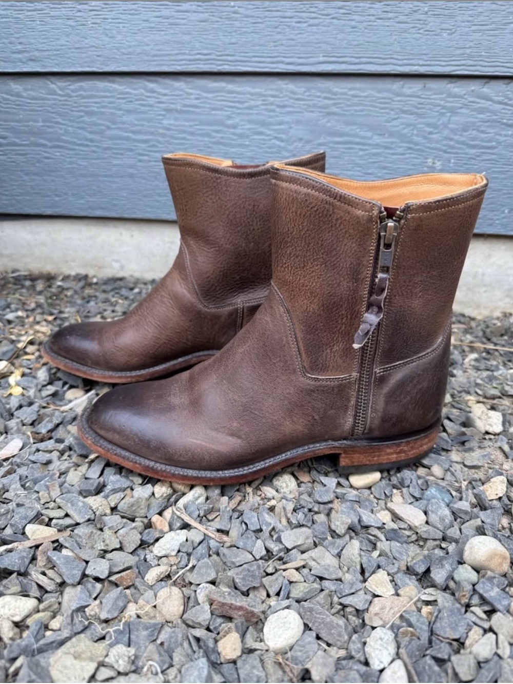 Lucchese GY6202 Women’s 7.5 Brown Leather Side Zip Short Western Boots USA